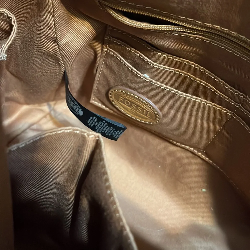 Fossil Black and White Polka Dot Bag with Tan Accents - Picture 6 of 14